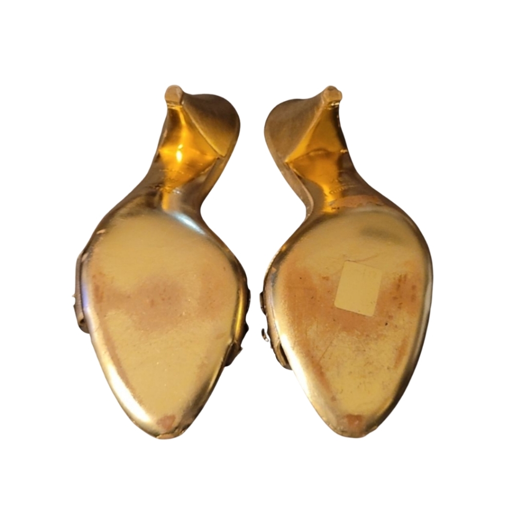 MIU MIU | Gold Metallic Embellished Mule Heels EU 36.5 / US 6.5 - Picture 6 of 8